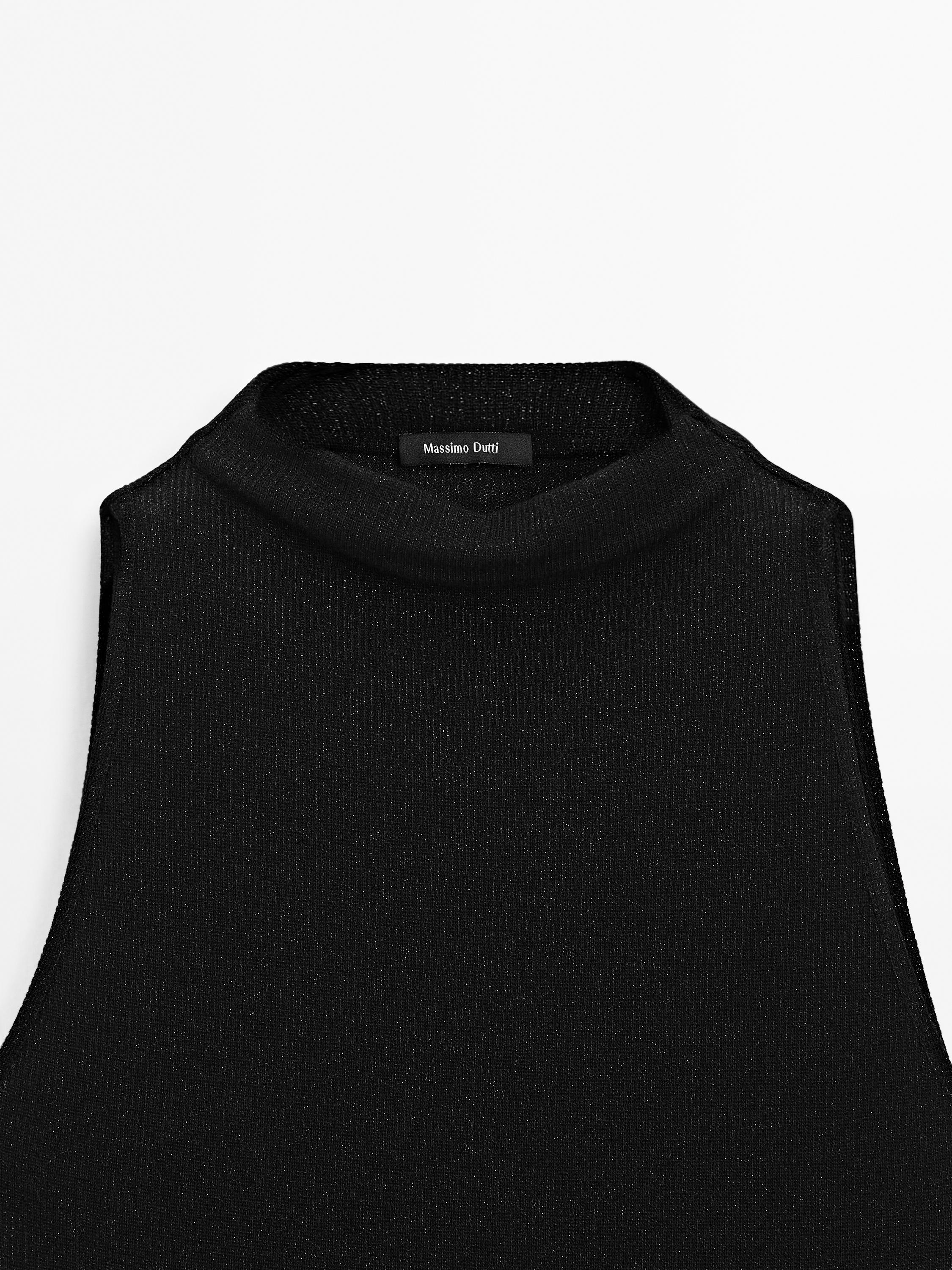 Metallic-effect halterneck top